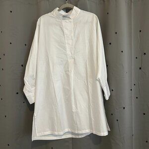 Women's XL Harshman Lina Popover Long Tunic NWT High/Low Gorgeous Crisp White